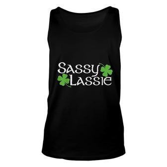 Sassy Lassie Funny St Patricks Day Sassy Cool Sayings Unisex Tank Top - Thegiftio UK