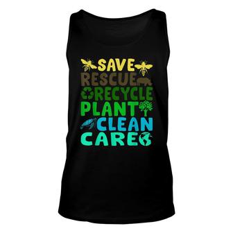 Save Bees Rescue Animals Recycle Plastic Earth Day Planet Unisex Tank Top - Seseable