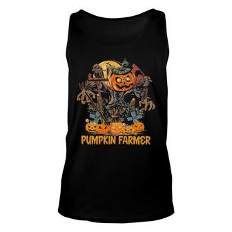 Scarecrow Pumpkin Farmer Halloween Unisex Tank Top | Mazezy