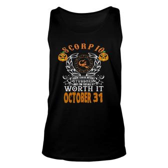 Scorpio October 31 Zodiac Sing Birthday Halloween Unisex Tank Top | Mazezy