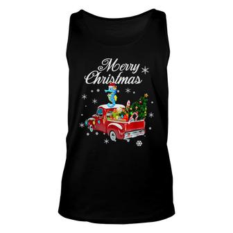 Seahorse Rides Red Truck Christmas Pajama Xmas Unisex Tank Top | Mazezy