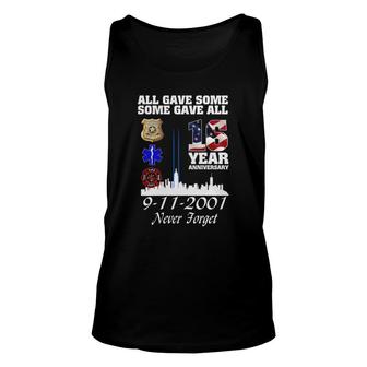 September 11 Memorial Police Emt Firefighter Never Forget 9 11 16 Year Anniversary Shirt - Great Birthday Gifts Christmas Gifts Unisex Tank Top - Thegiftio UK