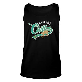 Serial Chiller Funny & Sarcastic Sloth Pun Tee Unisex Tank Top | Mazezy UK
