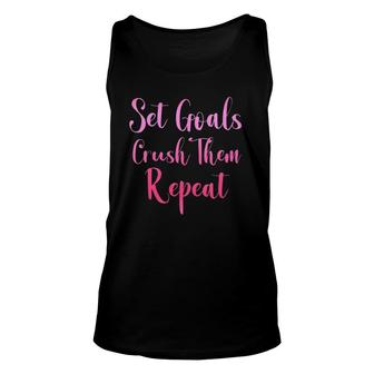 Womens Set Goals Crush Them Repeat Gym Fitness Workout Tank Top | Mazezy