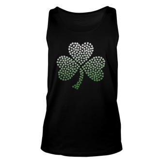 Shamrock Paw Print For Dog Or Cat Lover White & Green Unisex Tank Top | Mazezy