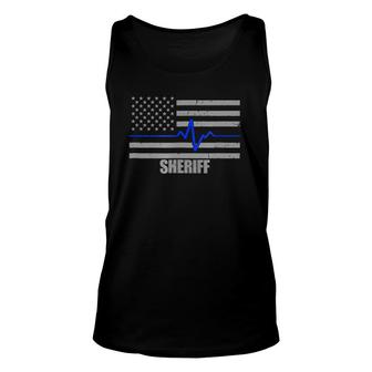 Sheriff Thin Blue Line Flag Law Enforcement Unisex Tank Top | Mazezy