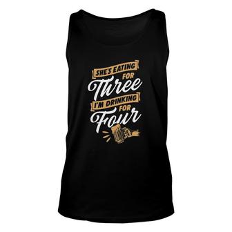 Mens She's Eating For Three I'm Drinking For Four Beer Lover Dad Tank Top | Mazezy