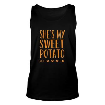 Shes My Sweet Potato Matching Couple Orange Unisex Tank Top - Thegiftio UK