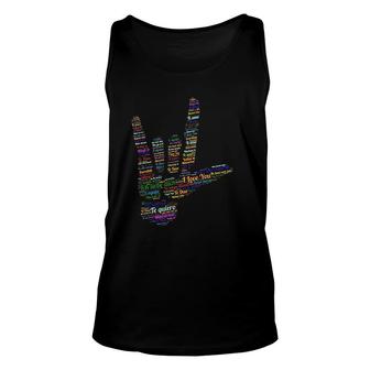 Sign I Love You In Different 40 Languages Gift Unisex Tank Top - Thegiftio UK