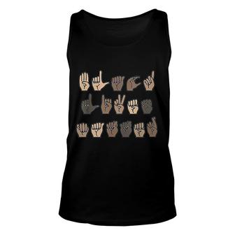 Sign Language Hand Signs Deaf Mute Unisex Tank Top | Mazezy