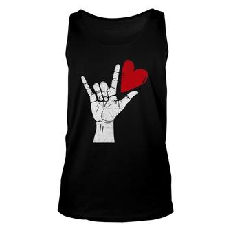 Sign Language I Love You Sign Valentine's Day Unisex Tank Top | Mazezy