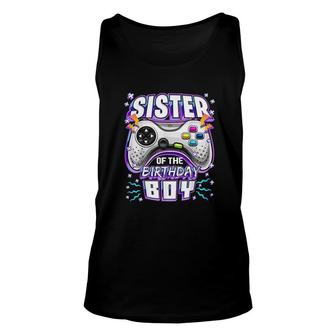 Sister Of The Birthday Boy Matching Video Gamer Party Unisex Tank Top - Seseable