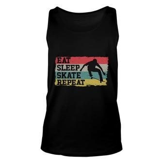 Skateboard Vintage 80S 90S Retro Eat Sleep Skate Repeat Unisex Tank Top - Thegiftio UK