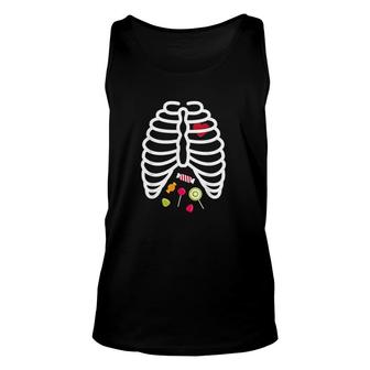 Skeleton Rib Cage Heart Candy Cute Unisex Tank Top | Mazezy