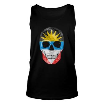 Skull Flag Of Antigua And Barbuda Unisex Tank Top | Mazezy