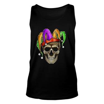 Skull Mardi Gras Jester Carnival Unisex Tank Top | Mazezy