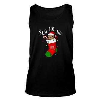 Slo Ho Ho Christmas Sloth Xmas Sloth With Santa Hat Unisex Tank Top - Thegiftio