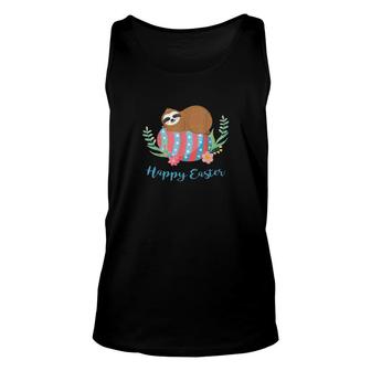 Sloth Easter Floral Egg Unisex Tank Top | Mazezy