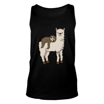 Sloth Riding Llama Adorable Fluffy Lama & Sleepy Sloth Pals Tank Top | Mazezy