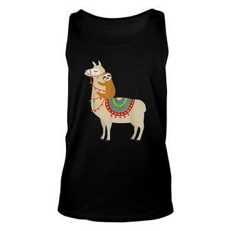Sloth Riding Llama Alpaca Lovers Unisex Tank Top | Mazezy