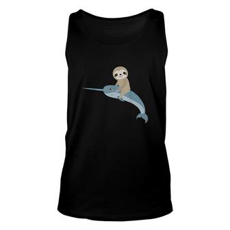 Sloth Riding Narwhal Unicorn Of The Sea Unisex Tank Top | Mazezy