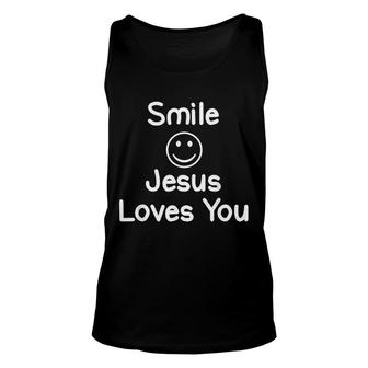 Smile Jesus Loves You Unisex Tank Top | Mazezy