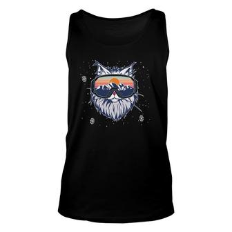 Snowboarding Kitty Cat Skiing Goggles Winter Mountains Tank Top | Mazezy