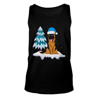 Womens Snowy Winter Animal Dog Owner Cute Pet German Shepherd Tank Top | Mazezy