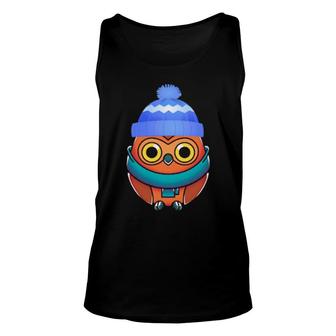 Snowy Winter Animal Owl Cute Wise Bird Forest Owl Unisex Tank Top | Mazezy