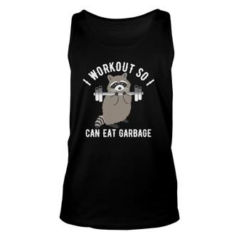Womens So I Can Eat Garbage Raccoon Trash Panda Workout Gym Tank Top | Mazezy