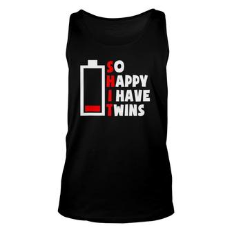So Happy I Have Twins Tired Twin Mom Dad Low Battery Parent Tank Top | Mazezy UK
