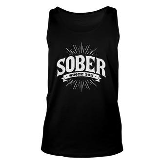 Sober Since 2011 Sobriety Recovery Coin Gift Unisex Tank Top | Mazezy