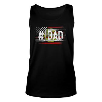 Mens Softball 1 Dad Number One Best Dad Coach Ever Fathers Day Tank Top | Mazezy