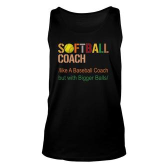 Mens Softball Coach Like A Baseball Coach But With Bigger Balls Tank Top | Mazezy