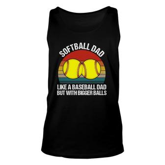 Softball Dad Like A Baseball But With Bigger Balls Funny Unisex Tank Top | Mazezy