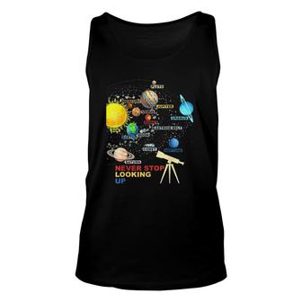 Solar System Planets Never Stop Looking Up Astronomy Unisex Tank Top | Mazezy