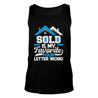 Sold Is My Favorite Four Letter Word Realtor & Real Estate Tank Top | Mazezy