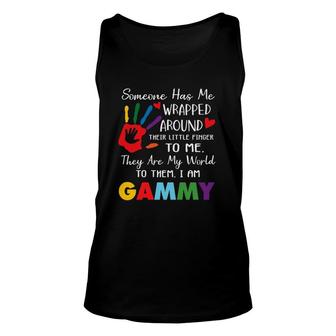 Someone Has Me Wrapped Arround Their Little Finger To Me Gammy Colors Hand Tank Top | Mazezy