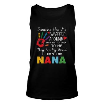 Someone Has Me Wrapped Arround Their Little Finger To Me Nana Colors Hand Tank Top | Mazezy