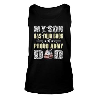 My Son Has Your Back Military Father Proud Army Dad Zip Tank Top | Mazezy