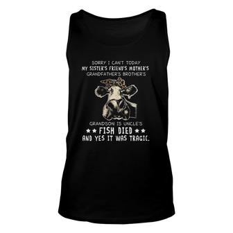 Sorry I Can't Today My Sister's Friend's Mother's Grandfather's Brother's Bandana Heifer Version Tank Top | Mazezy