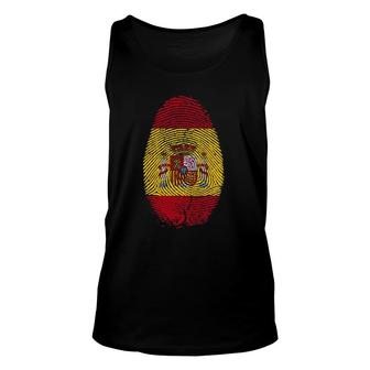 Spain Flag Fingerprint It Is In My Dna Gift For Spaniards Unisex Tank Top | Mazezy
