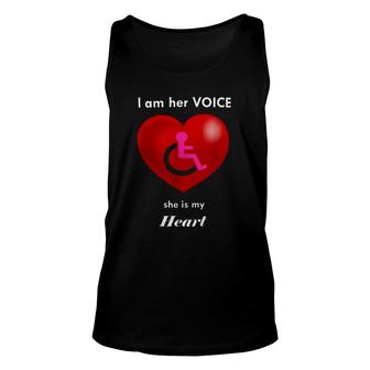 Special Needs Girl In Wheelchair Heart Mom And Dad Unisex Tank Top | Mazezy