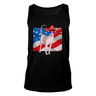 Sphynx Cat 4Th Of July Patriotic American Flag Unisex Tank Top | Mazezy