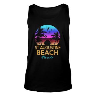 St Augustine Beach Florida Retro Sunset Summer Vibes Style Raglan Baseball Tee Tank Top | Mazezy