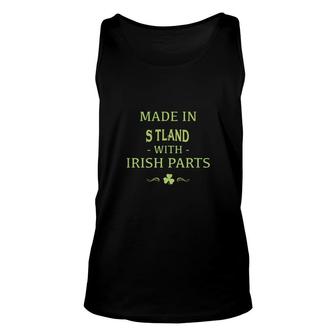 St Patricks Day Shamrock Made In Scotland With Irish Parts Country Love Proud Nationality Tank Top | Mazezy