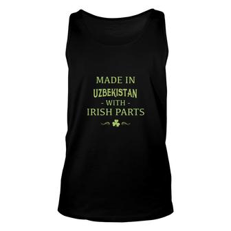 St Patricks Day Shamrock Made In Uzbekistan With Irish Parts Country Love Proud Nationality Tank Top | Mazezy