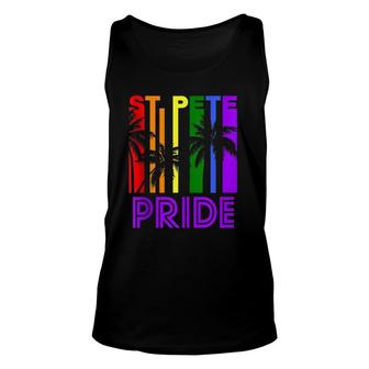 St Pete Pride Gay Pride Lgbtq Rainbow Palm Trees Unisex Tank Top | Mazezy
