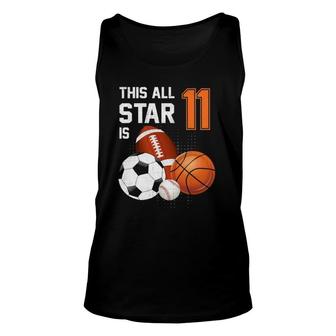 This All Star Is 11 Years Old Birthday Basketball Sport Tank Top | Mazezy