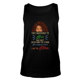 Womens I Am The Storm Strong African Woman Black History Month Tank Top | Mazezy